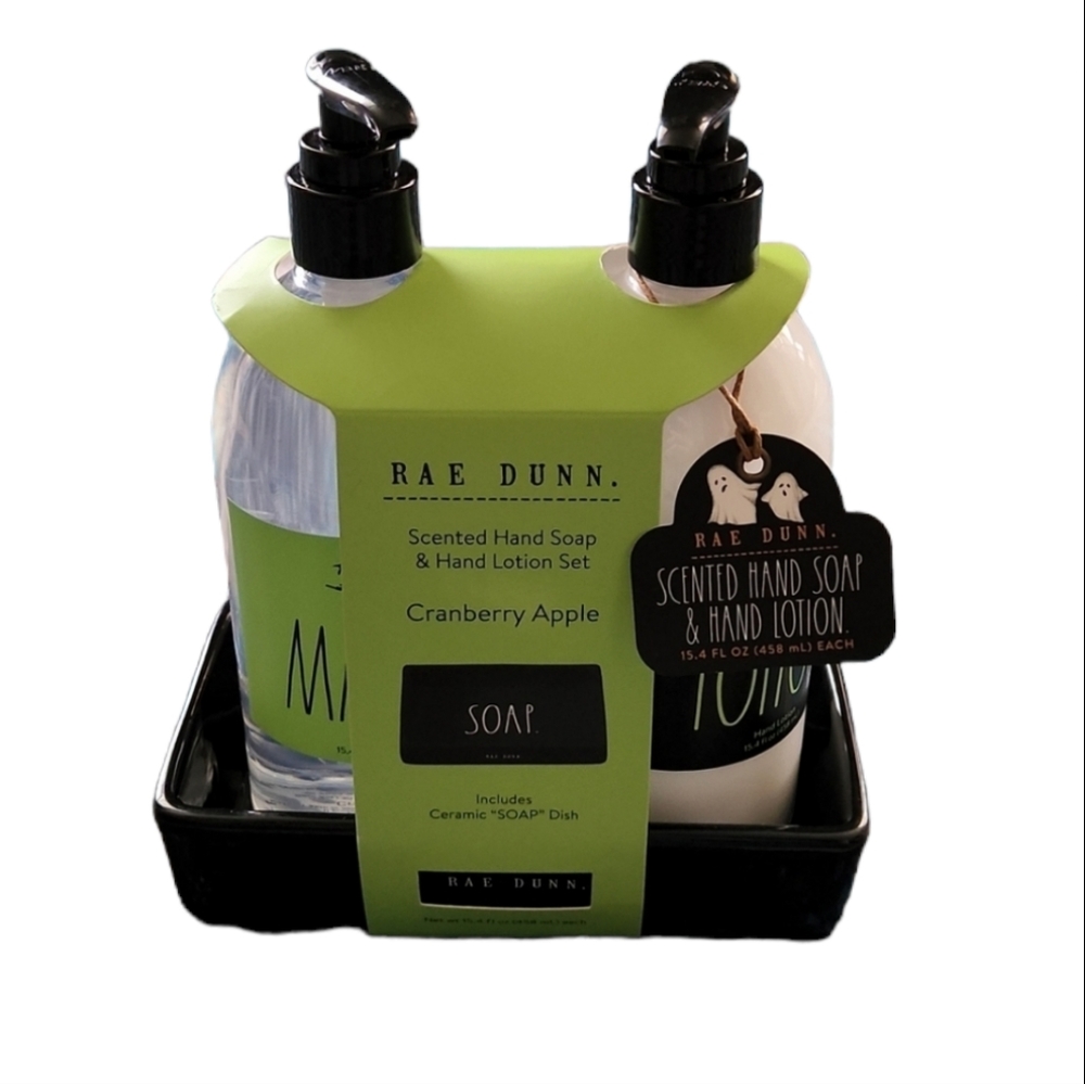 Rae Dunn Cranberry Apple Hand Soap and Lotion Halloween theme set - Picture 1 of 2